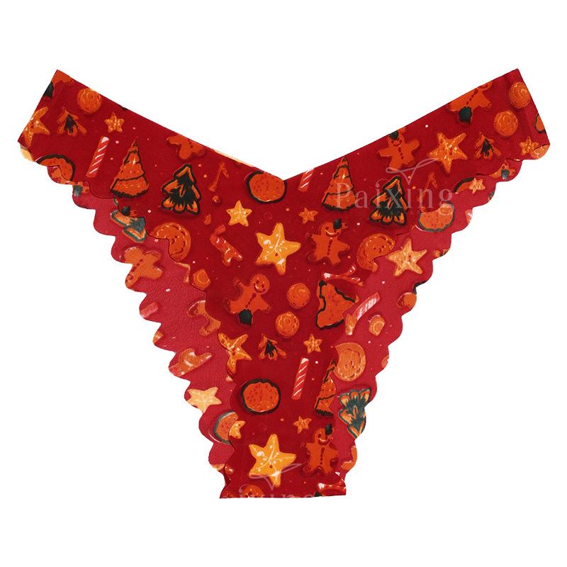 Air Mask Lightweight Ice Silk Seamless High-Elasticity Christmas Print Girls' Cool Triangle Panties