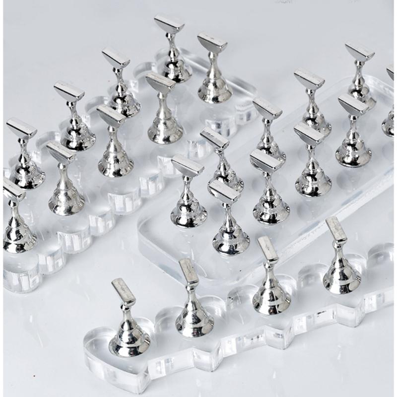 Durable Acrylic Nail Art Practice Stand Magnetic Fingernail Display Holder for False Nails