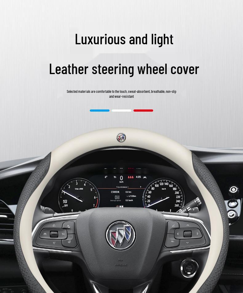 Buick Steering Wheel Cover - Genuine Leather for Envision, Regal, LaCrosse, Verano, GL6, Encore