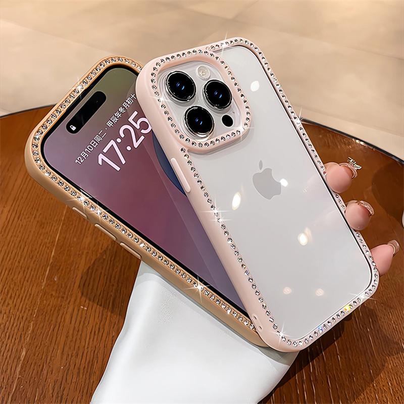 Bling Rhinestone Diamond Transparent Case For iPhone 17 16 15 14 13 12 11 ProMax Shockproof Protection Bumper Hard Acrylic Cover