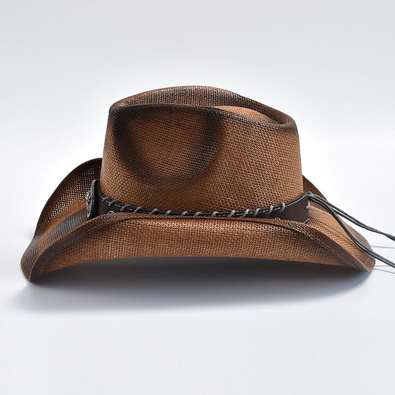 New Men's Women's Vintage Western Cowboy Hat Handmade Straw Weaving Beach Sun Hat Gentleman Lady Cowgirl Jazz Hat