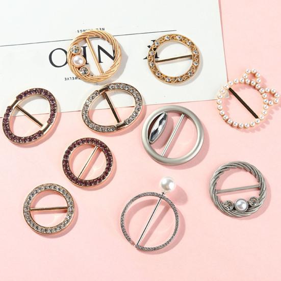 Yousheng Clothes Corner Knotted Buckle Elegant Faux Pearl Rhinestone Round Love Heart T-shirt Scarf Clothing Corner Tie Clip Ring Fashion Jewelry