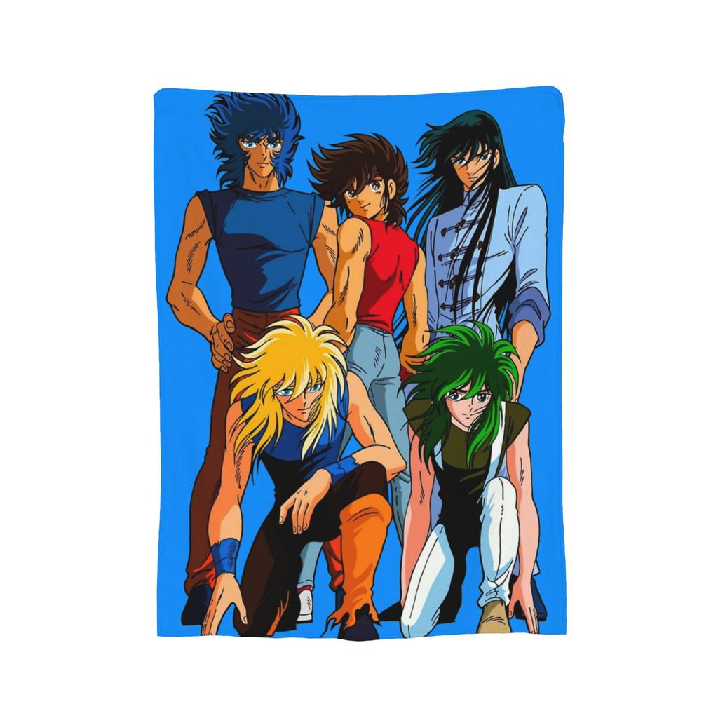 Knights Of The Zodiac Anime Fleece Throw Blanket Saints Seiyas Blankets for Bedding Office Super Warm Bed Rug,