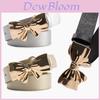 Pu Leather Womens Belt With Metal Bow Knot Buckle For Casual And Office Style