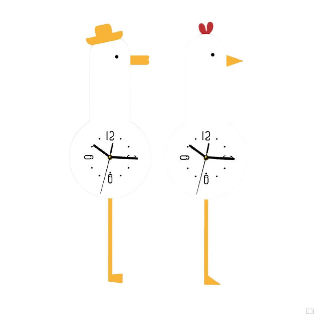 Chick Wall Clock with Swing Foot Pendulum Hanging Decor for Classroom