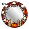 Seasonal Home Wall Decorations Halloween Decorative Mirror Stickers with Spiders/Skeletons/Pumpkins, Retro Hanging Pumpkin Mirrors Ornament,