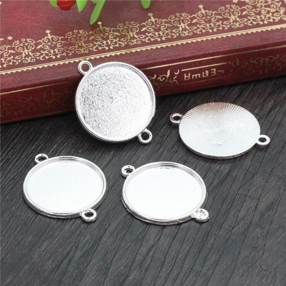 10pcs 20mm Inner Size Classic 5 Colors Plated One Sided Double Hanging Simple Style Cabochon Base Setting Charms Pendant
