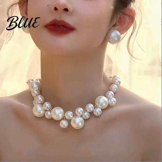 Fashion Faux Pearl Necklace Choker Women Elegant White Versatile Sparkling