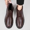 Genuine Leather Men Ankle Boots Lace-up Business Work Office Dress Shoes Luxury Brand High Top Man Shoe High Quality Basic Boots