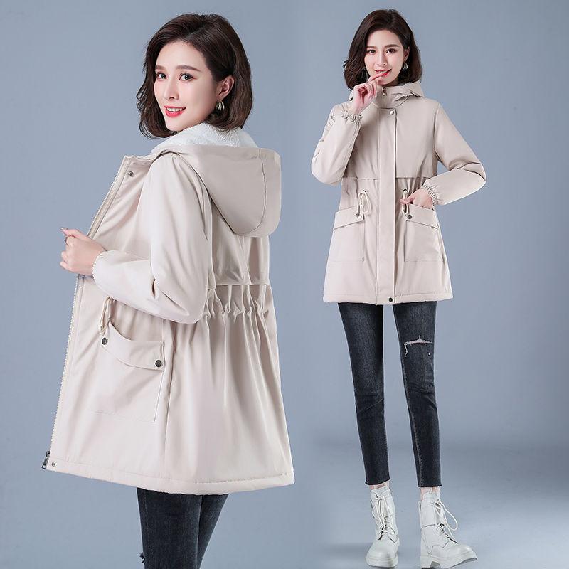 Winterjacke Baumwolle Warm Pufferjacke Damen Lässige Parkas mit Futter Plüsch Kapuzen Trench Outwear Damenbekleidung