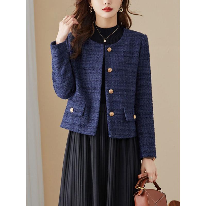 New Autumn and Winter Women's Clothing Fashionable Commuting Temperament Age-reducing High-end Sense Woolen Long-sleeved Jacket