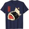 Kawaii Sushi Cat Graphic Tee Japanese Anime Style Funny Gift Round Neck T-Shirt for Men
