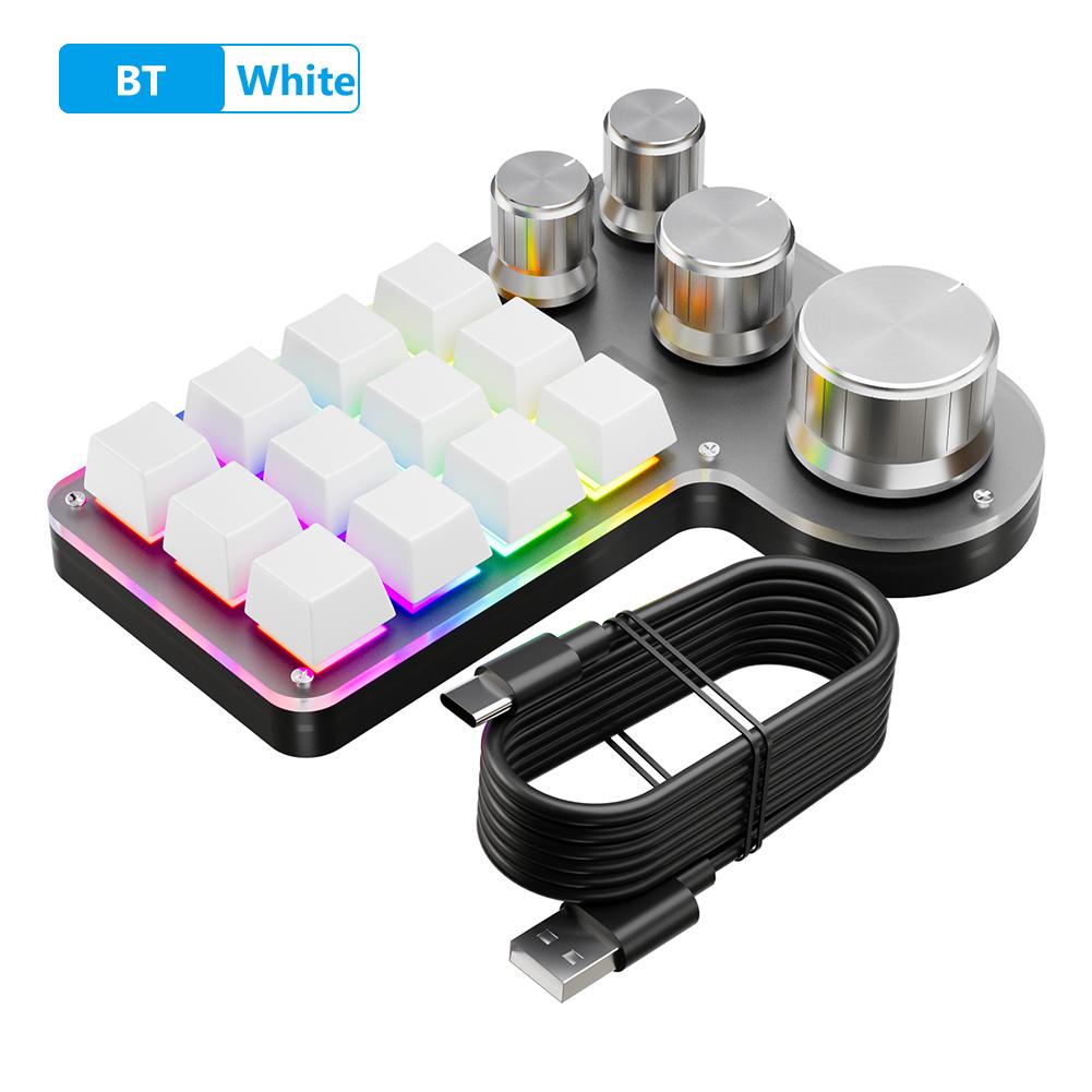

12 Keys 4 Knobs Copy Paste Mini Button RGB USB Wired/Bluetooth-Compatible Mini Mechanical Keyboard Hot-swap for Gamers/Designers