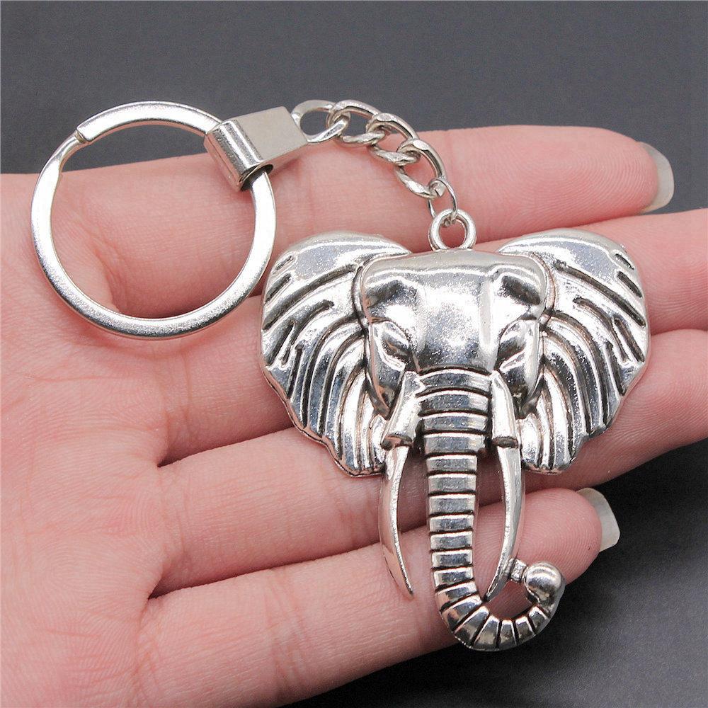 Elephant Horse Animal Duo Pendant Antique Bronze Metal Keychain with 30mm Ring for Students Hot Sale