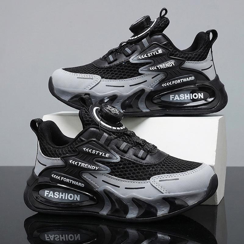 

Spring Summer Boys Athletic Shoes with Single Mesh Breathable Upper and Twist Button Closure for Kids size 40