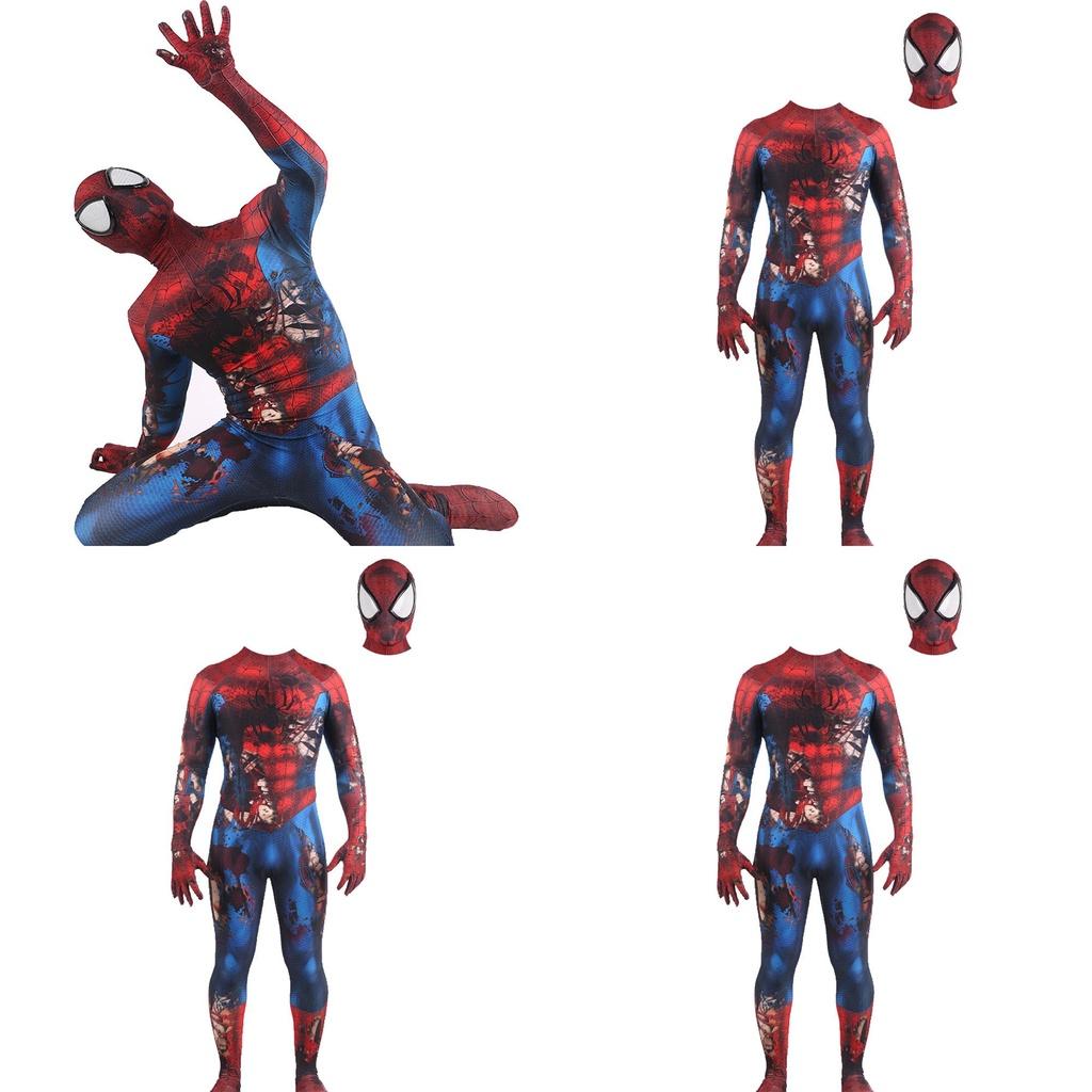 Spooky Spider-man Cosplay Costume Unisex Jumpsuit With Perfect Stitches And Little Shiny Spandex Material.