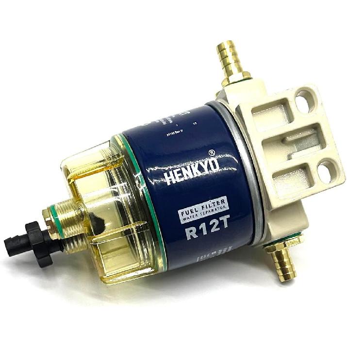 R12T Fuel Filter/Water Separator Replaces Racor S3240 120AT R12T NPT ZG1/4-19 Fit 3/8" Hose Outboard Motors For Gasoline And Diesel.With 3/8" Fuel