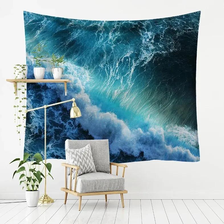 Wave Beach Boat Pattern Hanging Cloth Home Wall Decoration Tapestry Bedroom Living Room Tapestry