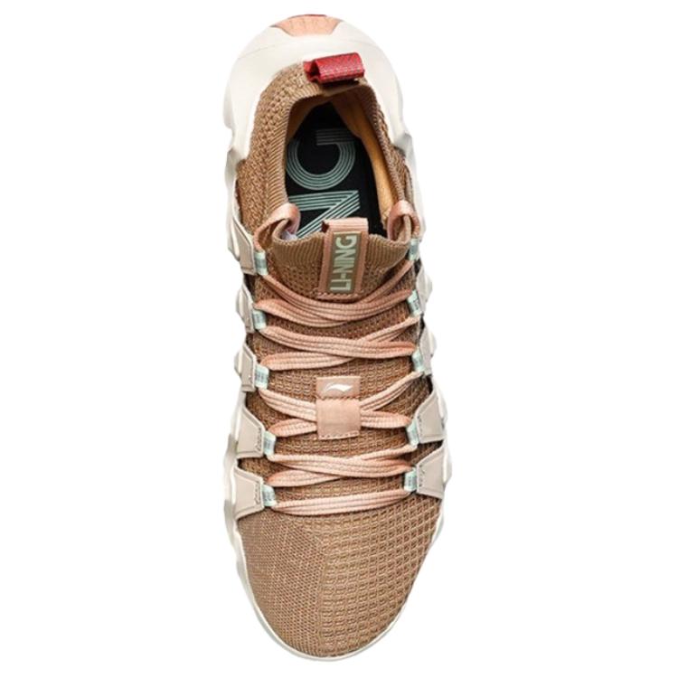 Li Ning Huanci Comfortable Casual Low-Top Running Shoes Women Sneaker Deer-Brown ARKR008-3