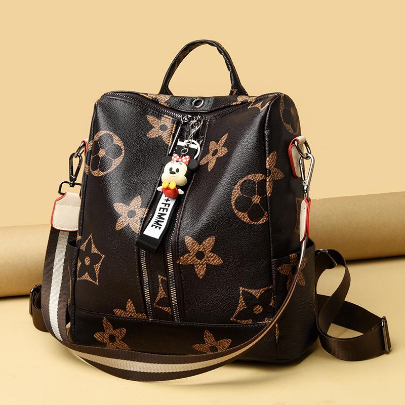 

Модный рюкзак с принтом женский новый большой вместимости ретро рюкзак многоцелевая повседневная дорожная сумка отверстие для наушников