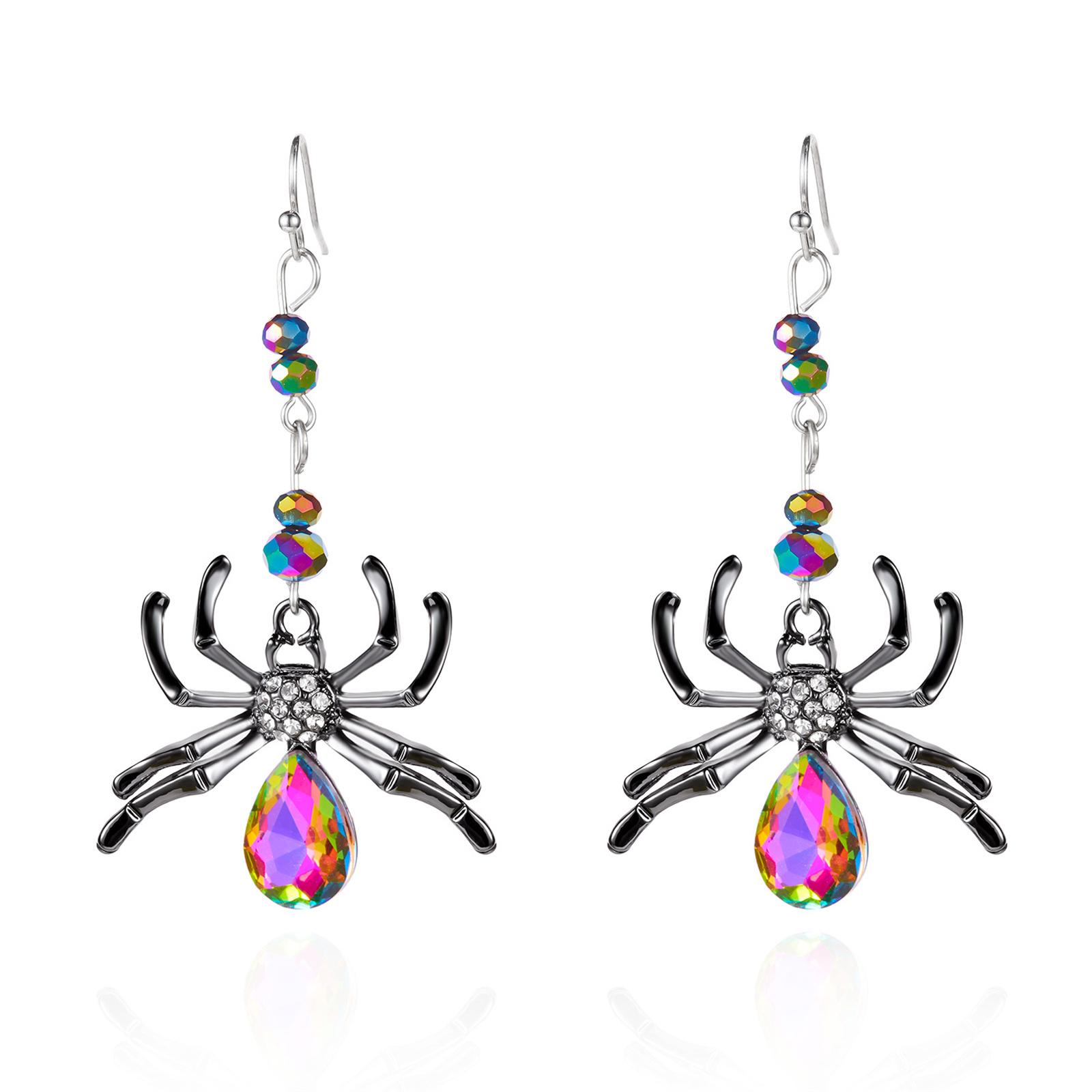 

Earrings for Women Vintage Colorful Punk Red Rhinestone Halloween Spider Dangle Drop Earrings Goth Funny Halloween Costumes Jewelry one size