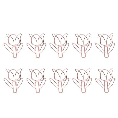 10Pcs Flower Shaped Paper Clips Bulk Cute Colored Bookmarks Clamp Home Office School Supplies L Rose Gold