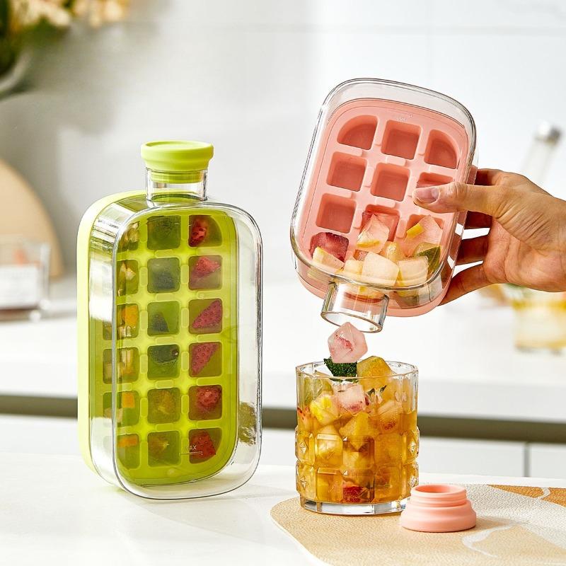 Iskubsform med sugrör Livsmedelsgodkänd 2-i-1 Isform Pressform Isdrycksflaska Silikon Iskubsform Utomhus Dryckeskopp
