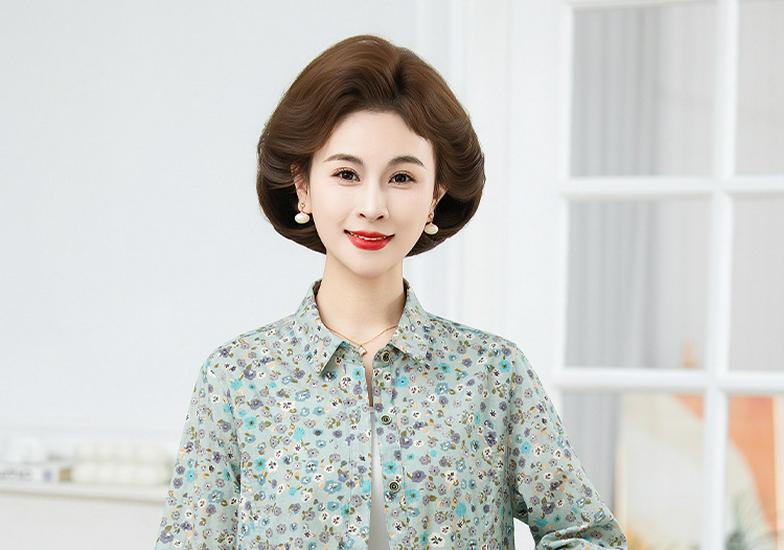2026 Pure Cotton Loose Mid-Sleeve Shirt for Middle-Aged & Elderly Women
