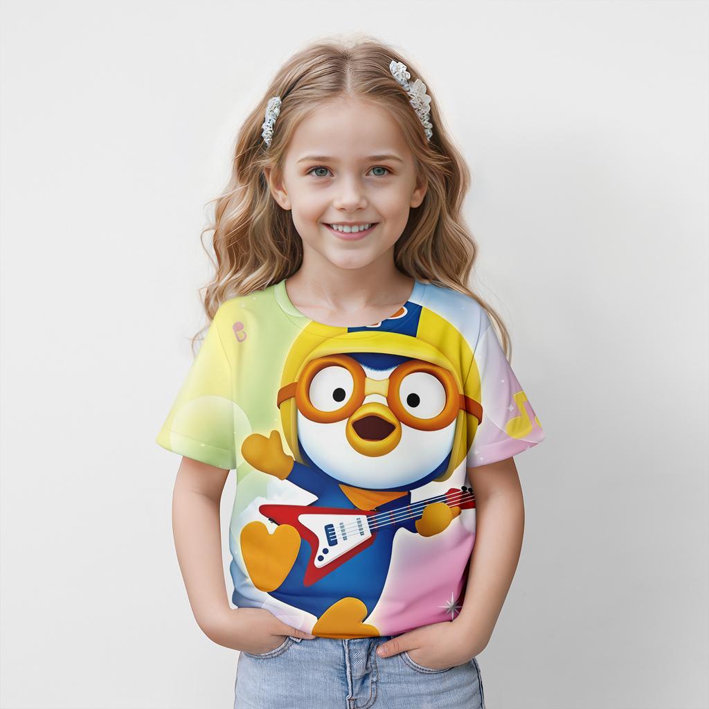 Children Summer Cartoon Girls Fashion T-shirt 3D Print T-shirt Casual Kids Top Casual 2024 New Clothes