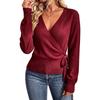 Women S V Neck Long Sleeve Knit Cardigan Sweater Cross Strap Spring Autumn