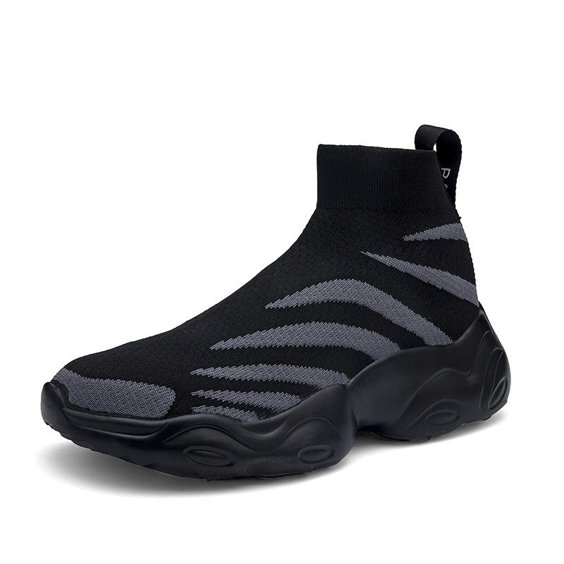 Autumn and winter new high-top socks shoes women's couple shoes breathable fashion show flying woven shoes large size