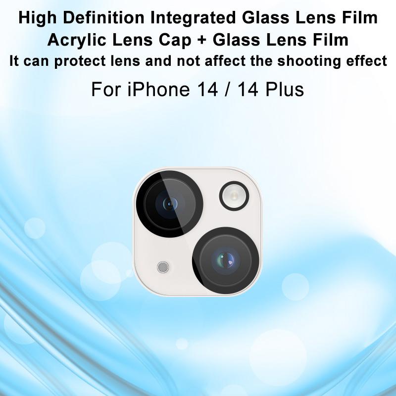 

IMAK For iPhone 14/14 Plus Tempered Glass Camera Lens Protector+Acrylic Lens Cap Anti-Scratch Len Film Type A