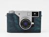 CLC handmade camera case/cover for Fuji x-half/Fuji x-half, genuine leather with a leather top and metal base plate (Matte Blue)