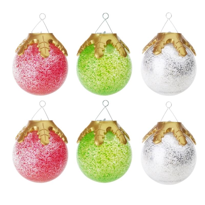 LED Christmas Tabletop Decors Auto Timer Durable Cracked Plastic Design Snowflake Accent 6Inch Holiday Ornament