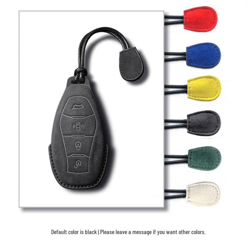 Suede Car Key Holder for FAW Hongqi HS5 HS7 H5 H6 H9 HQ9 with Buckle and Chain