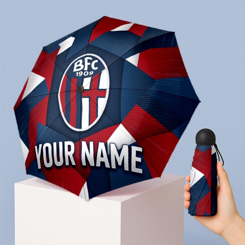 Bologna FC Manual Five Fold 8 Rib Umbrella Support Custom Text, Lightweight Travel Umbrella