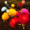 Solar powered LED simulation peony flower ground plug light outdoor courtyard garden decorative light