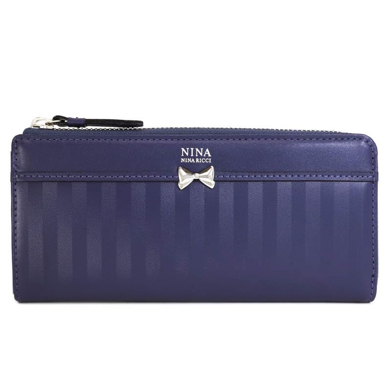 

Nina Nina Ricci L-shaped zipper long wallet, Bullan Purse 35-3663, Navy