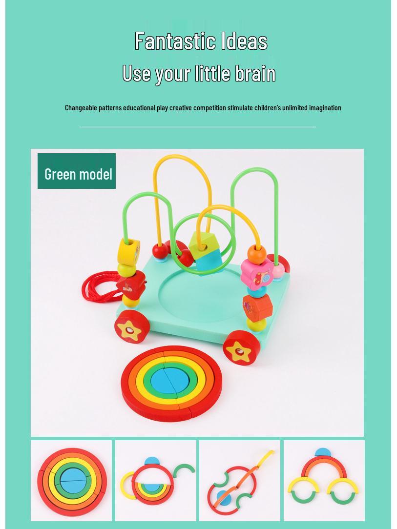 

Деревянная многофункциональная тележка-лабиринт с бусинами для интеллектуального развития младенцев и малышей