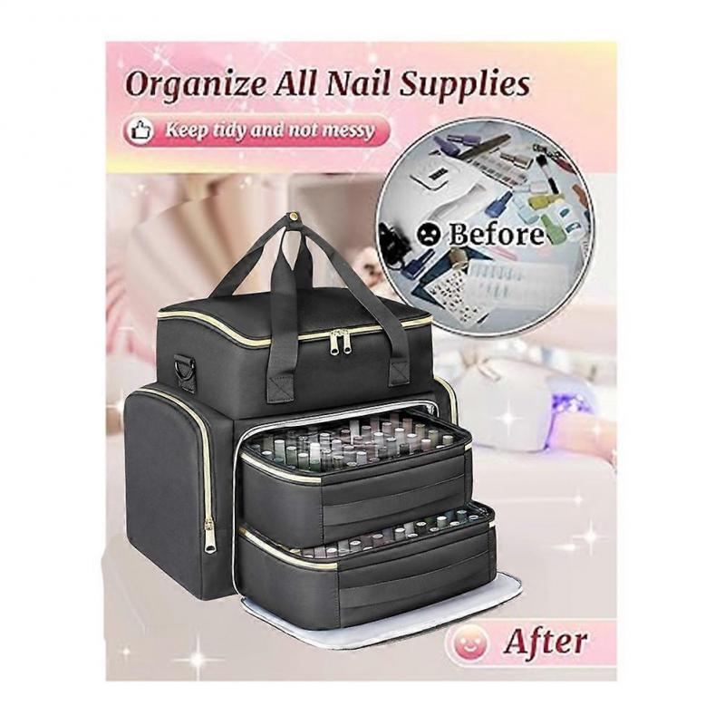 Nagellack-Organizer-Koffer Rucksack für 96 bis 100+ Flaschen(15ml/0,5 fl. oz.) UV-Nagellampe, Nagel-Organizer und Aufbewahrung