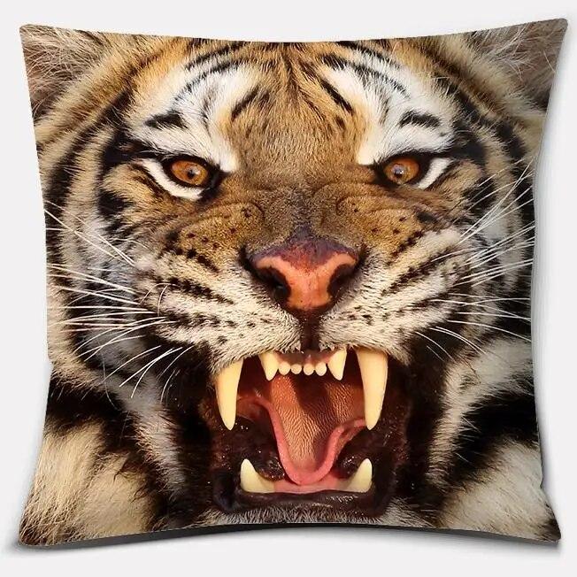 Tiger Lion Series Pillowcase Living Room Sofa Car Seat Cushion Cover Children's  Office Home Decoration Hug