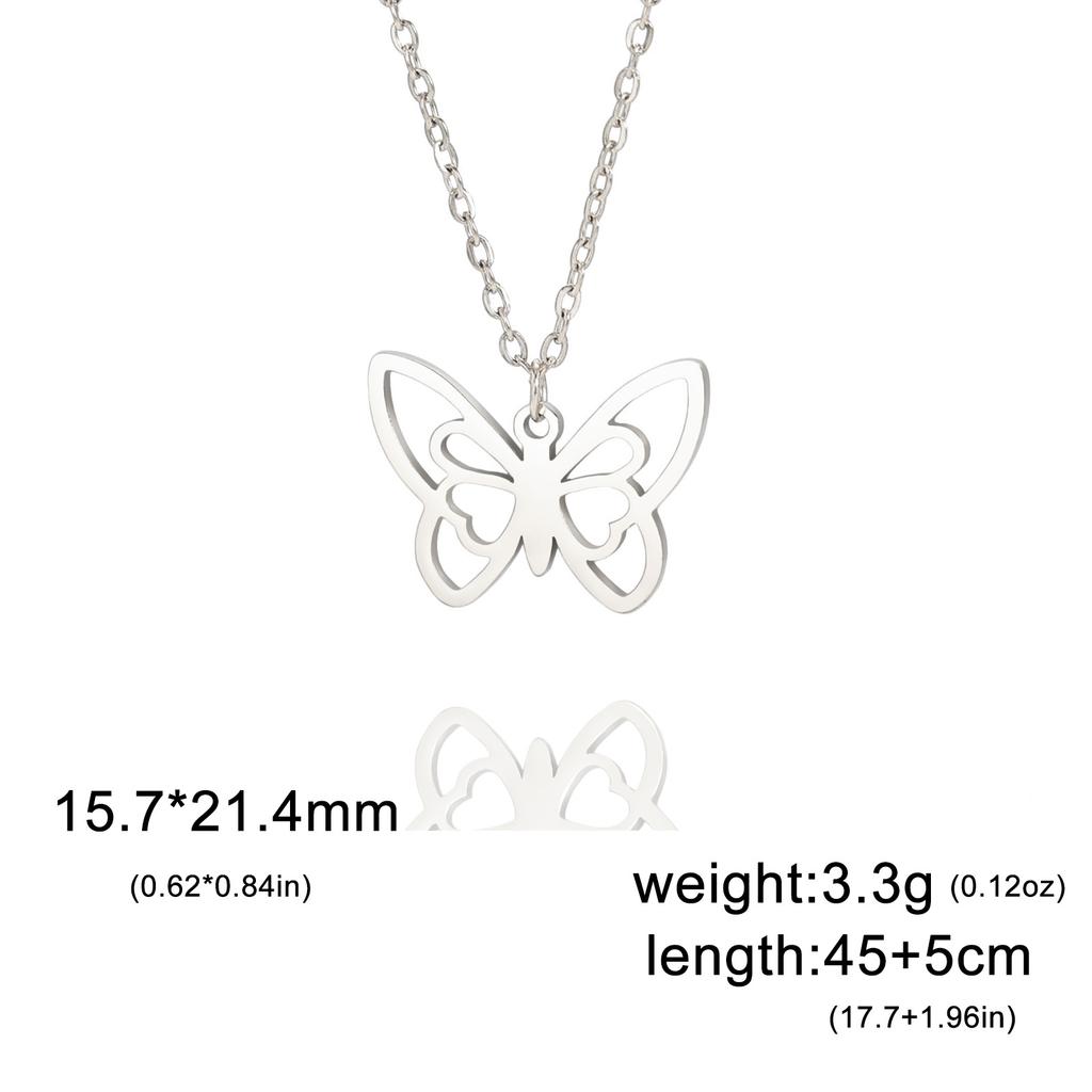 Collar de acero inoxidable para mujer y hombre, gargantilla con colgante de mariposa hueca, regalo de joyería de compromiso
