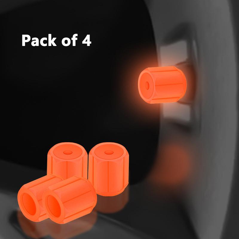 

1Pcs/4Pcs Luminous Tire Valve Caps Motorcycle Bike Wheel Nozzle Dustproof Tyre Valve Stem Fluorescent Night Glowing Car Decor 15mm