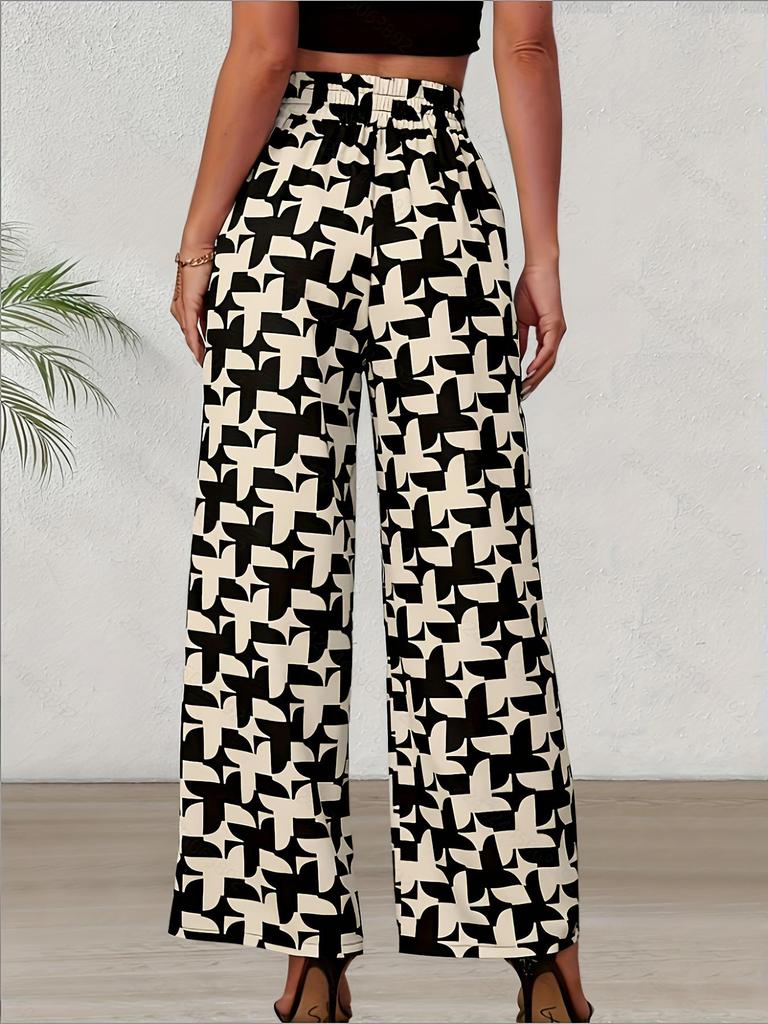 Geometric Print Wide-Leg Pants