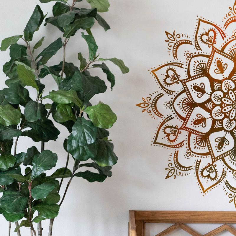 Lotus Wall Sticker Boho Mandala Flower Removable Wall Decals For Living Room Bedroom Tv Wall