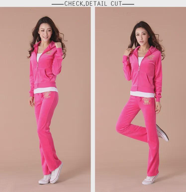 2025 Autumn Korean Gold Velvet Embroidered Outdoor Two-Piece Suit In Plus Size