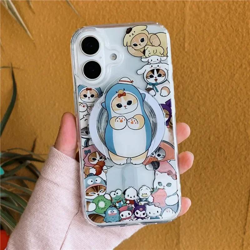INS Korea Cute Character Cat Pop-socket Phone Griptok Holder For IPhone 17 Pro Max Samsung S26 Magnetic Foldable Stand Bracket
