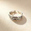 Retro Style 925 Sterling Silver Jewelry Distressed Wide Face Personalized Woven Chain Opening Rings 02890
