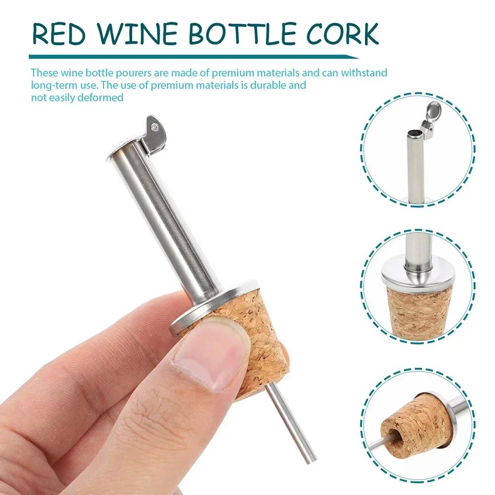 1PC Stainless Steel Oil And Vinegar Dispenser with Stopper Cork Plug - Kitchen Pourer for Dry Red Wine And Olive Oils