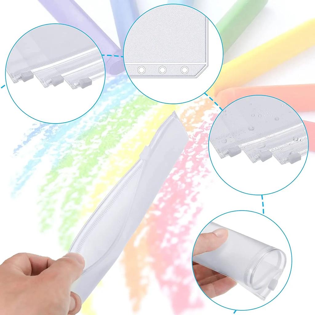 Kieszenie do segregatora A6 6-otworowe zapinane na zamek Kieszenie do segregatora Wodoodporne PVC Koperty budżetowe na gotówkę Torebka na luźne kartki do segregatora Notatnik Planer